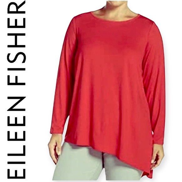 Eileen Fisher Asymmetric Hem Jersey Tunic Top Plus Size 1X 
Long Sleeve Shirt - Picture 2 of 8